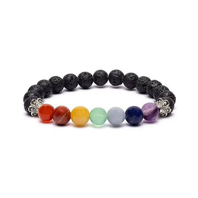 Chakra armbånd med lavasten 8 mm – 7 chakrasten