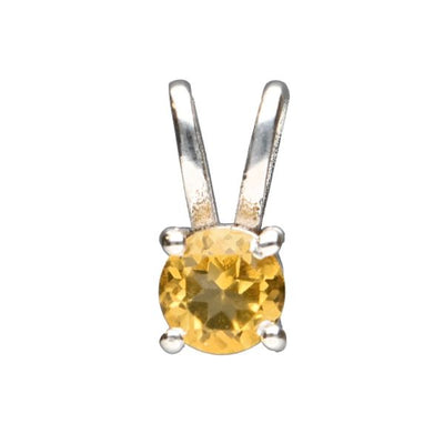 Citrin mini vedhæng – rund, 925 sterlingsølv, 1 cm