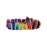 Chakra hvid salvie – smudge bundt med rosenblade i 7 farver