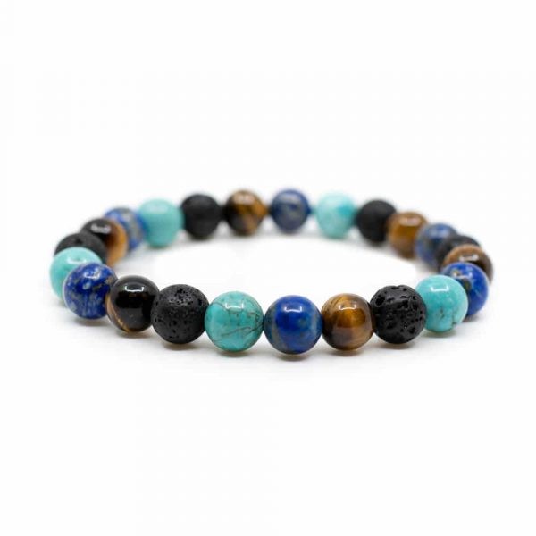 køb Lapis Lazuli, Turkis, Lavasten, Tigerøje Mix Armbånd - 8 mm