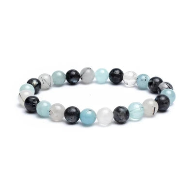 Akvamarin Labradorit Turmalin Armbånd - 8 mm