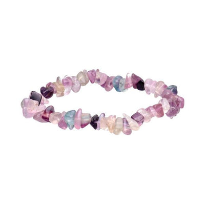 Regnbue Fluorit Chip Armbånd - 5 mm