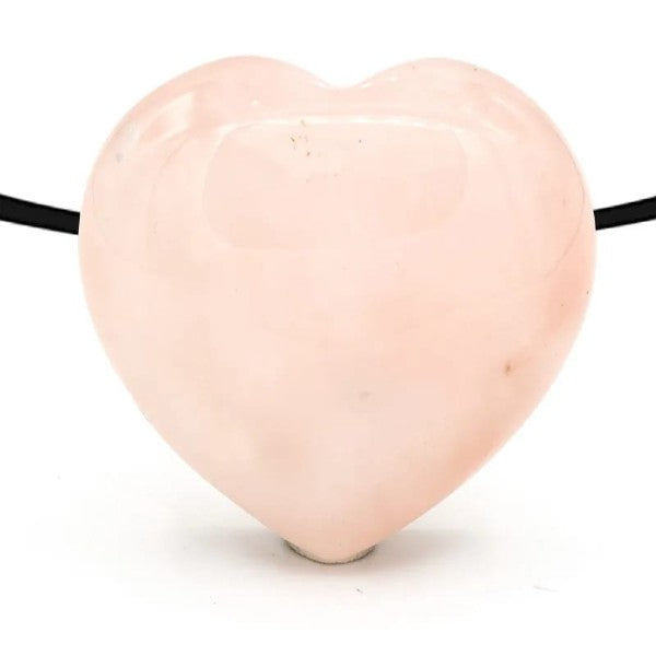 Rosakvarts hjerte vedhæng med hul til halskæde