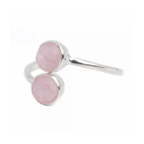 Køb justerbar rosakvarts sølv ring
