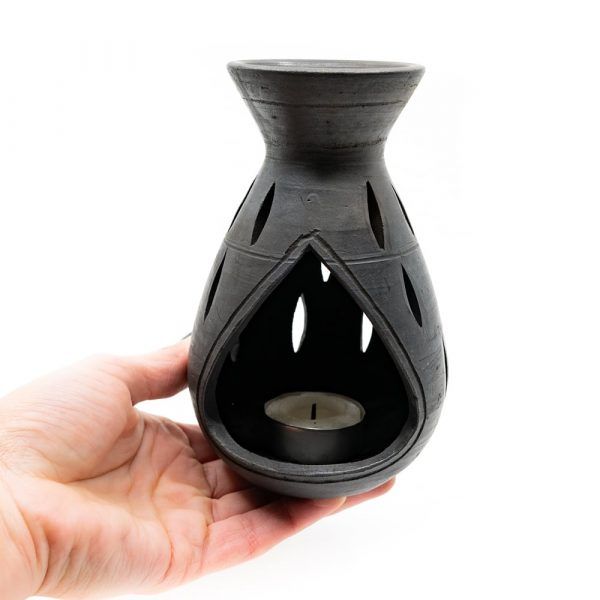 brug sort terracotta oliebrænder til aromaterapi